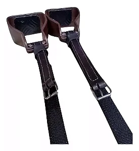 Estribo PVC para sela + loro inox em couro legítimo forrado
