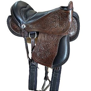 Sela de cavalo australiana em couro legítimo ferragens aço inox