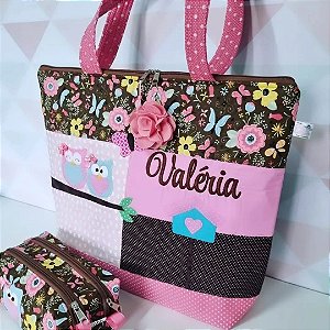 Bolsa professora coruja com estojo 2