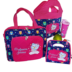 Bolsa com divisões, nécessaire dupla e lancheira