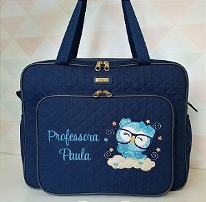 Bolsa com divisões coruja azul