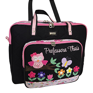 Bolsa com divisões corujita em preto