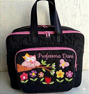 Bolsa com divisões corujita em preto