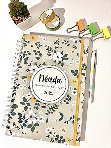 CADERNO FLORAL CINZA