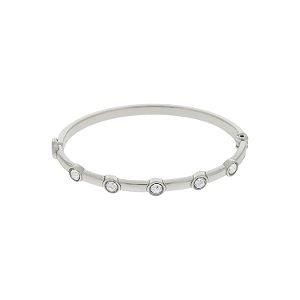 Bracelete Prateado Shine com Strass 68mm - La Jenni