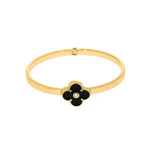 Bracelete Dourado Trevo Preto 68mm - La Jenni