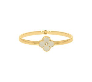 Bracelete Dourado Trevo Off White 68mm - La Jenni