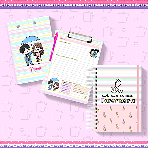 Diário de doramas + Prancheta + 10 adesivos