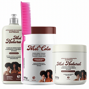 Kit Mel Cola 1kg + Ativador + Máscara Mel Natural Trihair (+ BRINDE)