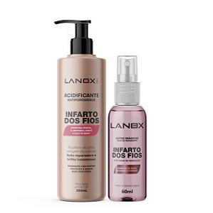Kit Acidificante + Gotas Mágicas Lanox Infarto dos Fios (Anti-frizz e Protetor Térmico)