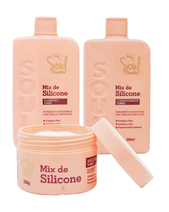 Kit Capilar Turbo Mix de Silicone da Soul 3 Produtos: Shampoo/Condicionador/Máscara