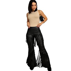 CALÇA  LUISA EM CORINO/FRANJA