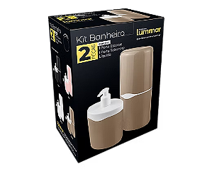 KIT PORTA ESCOVAS + PORTA SABONETE LÍQUIDO NA CAIXA
