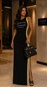 VESTIDO LONGO COOPER PRETO/AMARELO