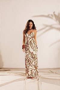 Vestido Longo Floral Abstrato