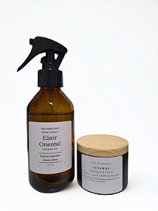 Kit Home Spray Elixir Oriental + Vela de Lavanda