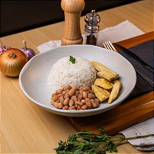 Tiras de Frango na Manteiga com Arroz Branco e Feijão Carioca - 250g