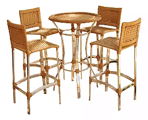 4 Banquetas E Bistrô Em Alumínio Para Edícula, Cozinha.