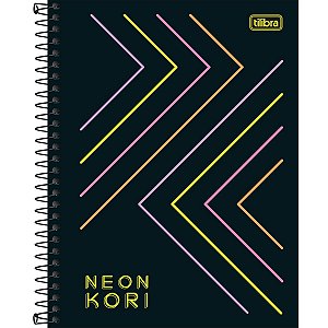CADERNO COLEGIAL 1 MATÉRIA NEON KORI 80 FOLHAS S/PAUTAS