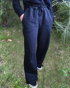 Calça Wide de Moletom Preta