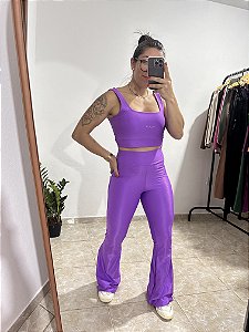 Conjunto Flare Canelado Lilás