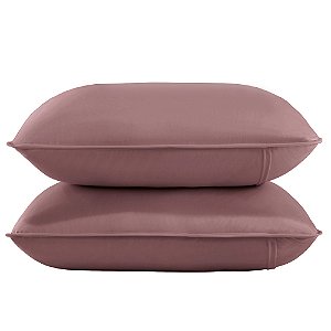 Par de Fronhas Lynel Malha com Viés Rosa Quartzo