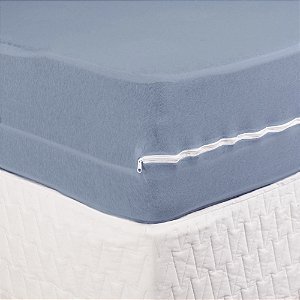 Capa Colchão Solteiro com Zíper Algodão 88x188x20cm Azul