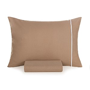 Jogo de Cama Solteiro King Karsten 160 Fios 2 Peças Noah Marrom/Branco