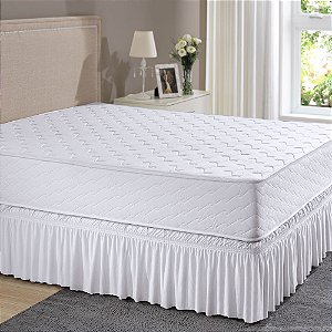 Saia para Cama Box Casal Fixa Facil em Malha 138x188x38cm Branca