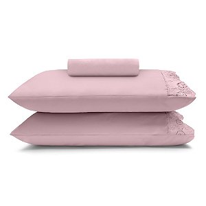 Jogo de Cama King Size Buettner Sonata Renda Janer 3 Peças Rosa