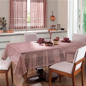 Toalha de Mesa Retangular 6 Lugares Renda Color Interlar 150x220cm Rosê