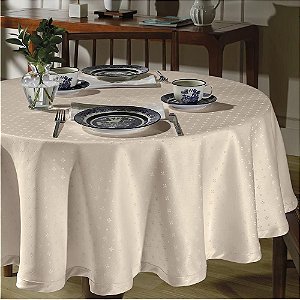 Toalha de Mesa Redonda 4  Lugares Dohler Requinte 160cm TJ-5796 Bege