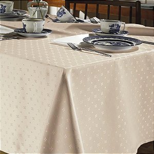Toalha de Mesa Retangular 8 Lugares Dohler Requinte 160x270cm TJ-5796 Bege