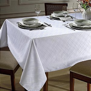 Toalha de Mesa Retangular 8 Lugares Dohler Requinte 160x270cm TJ-5795 Branca