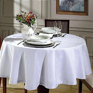 Toalha de Mesa Redonda 4 Lugares Dohler Requinte 160cm TJ-5795 Branca