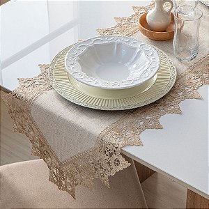 Caminho de Mesa Rendado Jolitex Arizona 40x150cm Bege