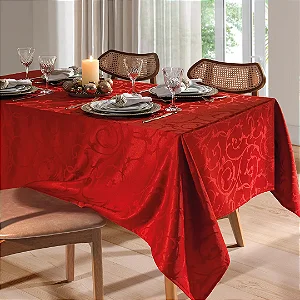 Toalha de Mesa Quadrada 4 Lugares Dohler Requinte 140x140cm TJ-6205 Vermelha