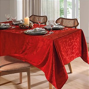 Toalha de Mesa Retangular 6 Lugares Dohler Requinte 140x210cm TJ-6205 Vermelha