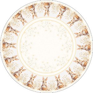 Toalha de Mesa de Páscoa Redonda 4 Lugares 155cm Coelha Margarida