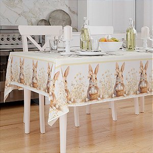 Toalha de Mesa de Páscoa Retangular 6 Lugares 140x210cm Coelha Margarida