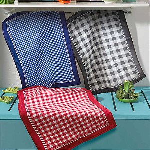 Kit Pano de Prato Felpudo 3 Peças Dohler 45x65cm Xadrez