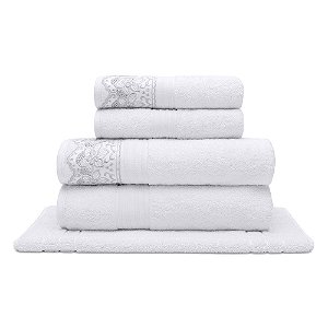 Jogo Banhão 5 Peças Buettner Algodão Egípcio Renda Sahar 500 g/m² Branco