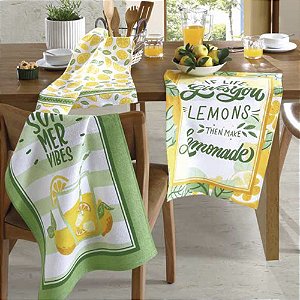 Kit Pano de Prato Felpudo 3 Peças Dohler 45x65cm Lemons