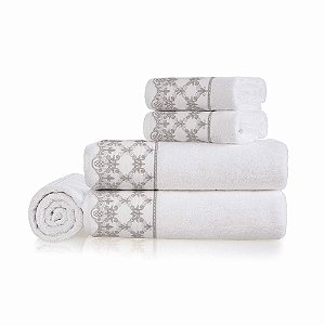 Jogo de Toalhas de Banho 5 Peças Karsten Constanza 540 g/m² Branco