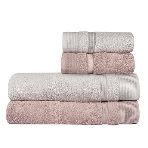 Jogo de Toalhas de Banhão 4 Peças Nobless Appel Rosa/Prata