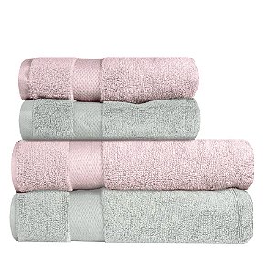 Jogo de Toalhas de Banho 4 Peças Super Soft Zero Twist Corttex Rosa/Verde