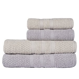 Jogo de Toalhas de Banho Buddemeyer 4 Peças Vanilla Extra Soft 420 g/m² Bege/Cinza