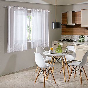 Cortina para Cozinha Bella Janela Duplex Renda + Forro Brisa Branca 300x120cm