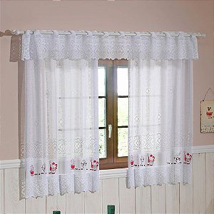 Cortina de Renda para Cozinha com Bandô Valência Interlar 200x120x20cm Café