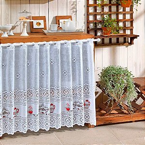 Cortina de Renda para Cozinha Valência Interlar 200x80cm Café